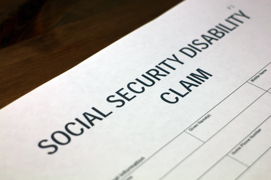 Close-up of Social Security Disability claim form
